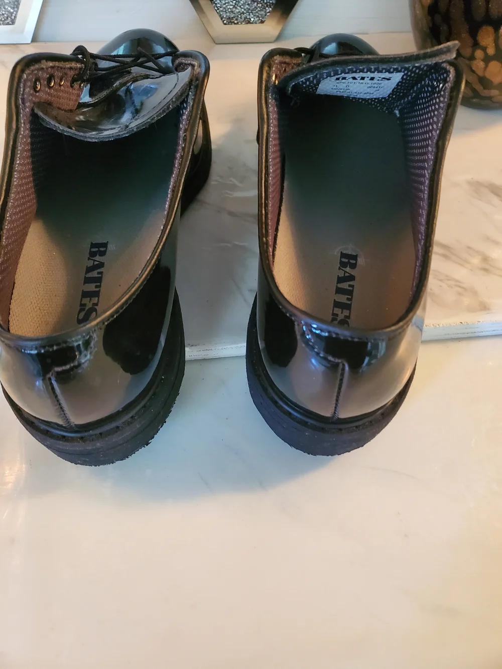 Bates Black Patent Leather Lace-Up Oxfords